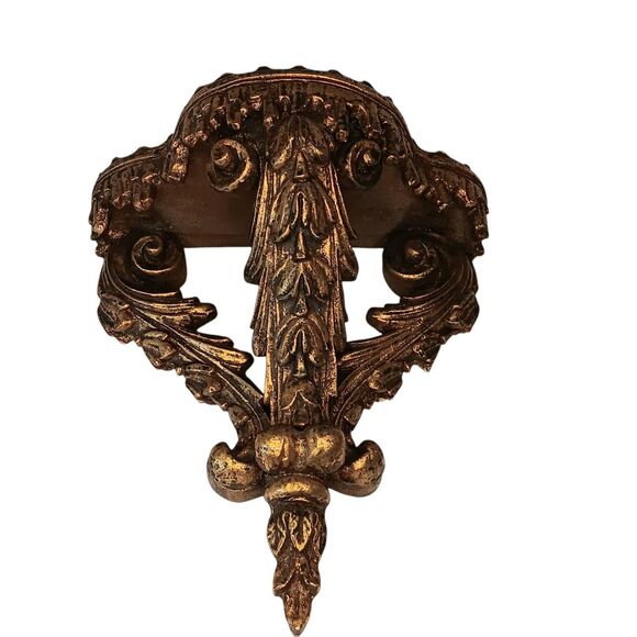 Vintage Wall Shelf Gold Ornate Italian Rococo Hollywood Regency Plastic 9x8x4.5 - Picture 2 of 16